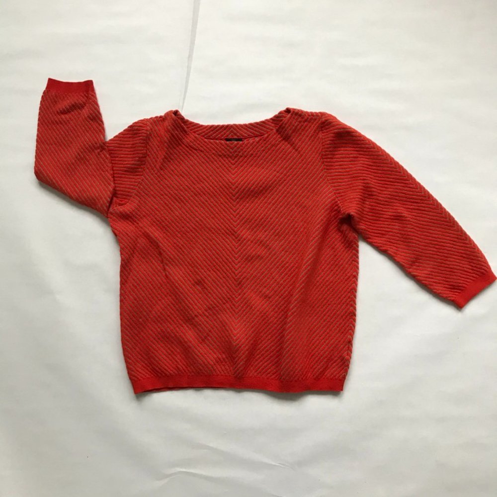 Worthington Boatneck Sweater in Orange/Brown Chevron Stripes Size XL